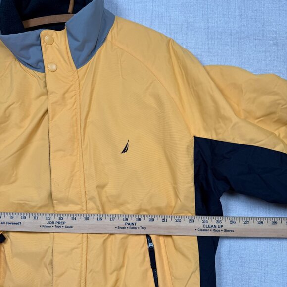 Vintage Nautica Reversible Jacket Yellow Navy Fleece Shell Zip Front Size XXL - Picture 9 of 14